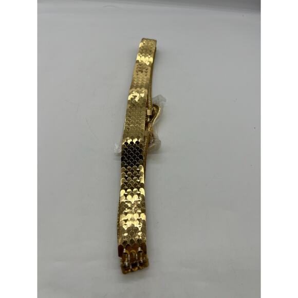 DAY-LOR Daylor Vintage Elastic Woven Gold Scales Stretch Belt & Buckle S/M - Picture 3 of 6